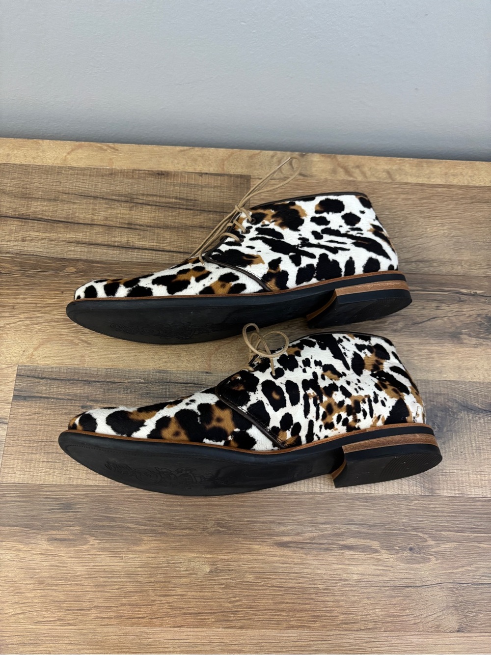Nord Elite Shoes Leopard Print Pony Hair Lace Up Ankle Boots - Picture 10 of 10